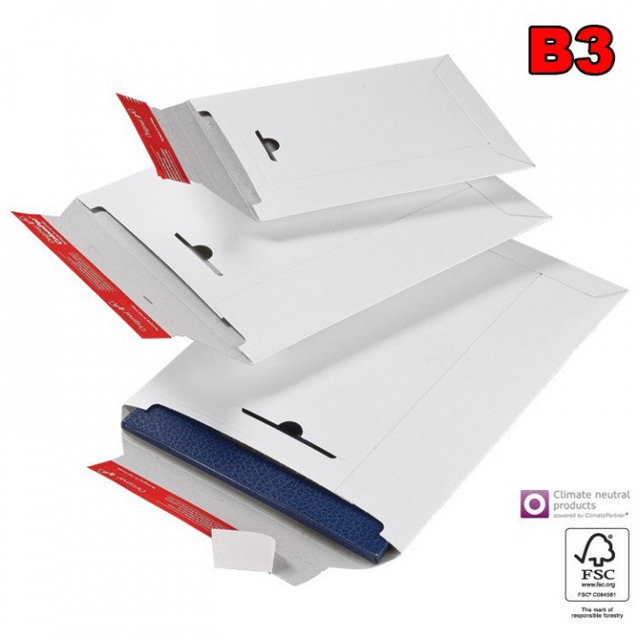 20 enveloppe cartonnée blanche B3 235x310mm