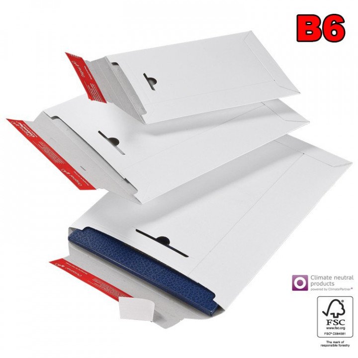 20 enveloppe cartonnée blanche B6 285x370mm