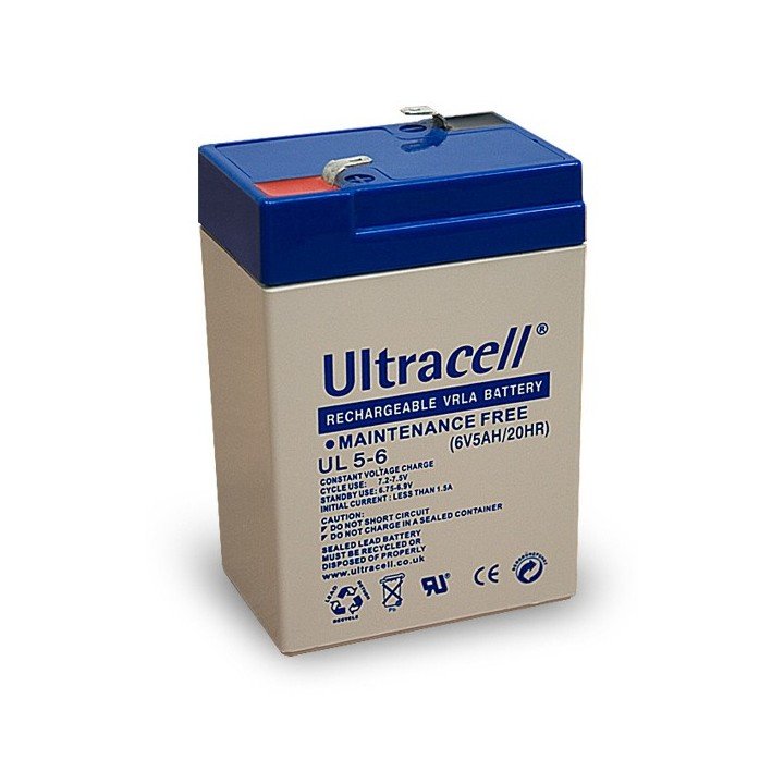 ULTRACELL UL5-6 batterie au plomb 6V 5AH 70x47x106mm 