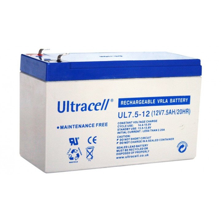 ULTRACELL UL7.5-12 batterie au plomb 12V 7,5AH 151x65x99mm 