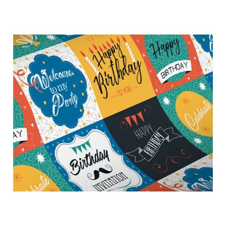1x Rouleau papier cadeau 0,70cm x 50m 60g  HAPPY BIRTHDAY (H3989)