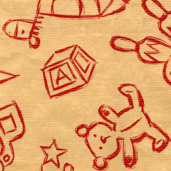 Rouleau papier cadeaux KRAFT avec motif jouet rouge 0,70cm x 50m 60g 3049kb