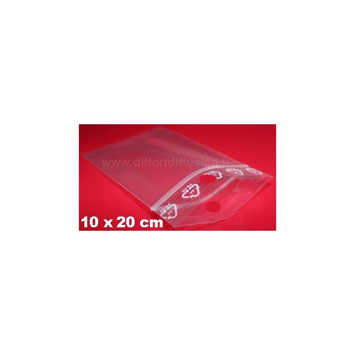 1000 sachets plastiques Zip 100x200 mm avec trou de suspension DIFFORT DIFFUSION - 1