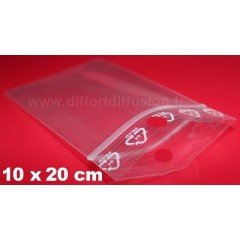 1000 sachets plastiques Zip 100x200 mm avec trou de suspension DIFFORT DIFFUSION - 1
